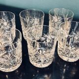 6 vintage chiseled crystal whisky glasses