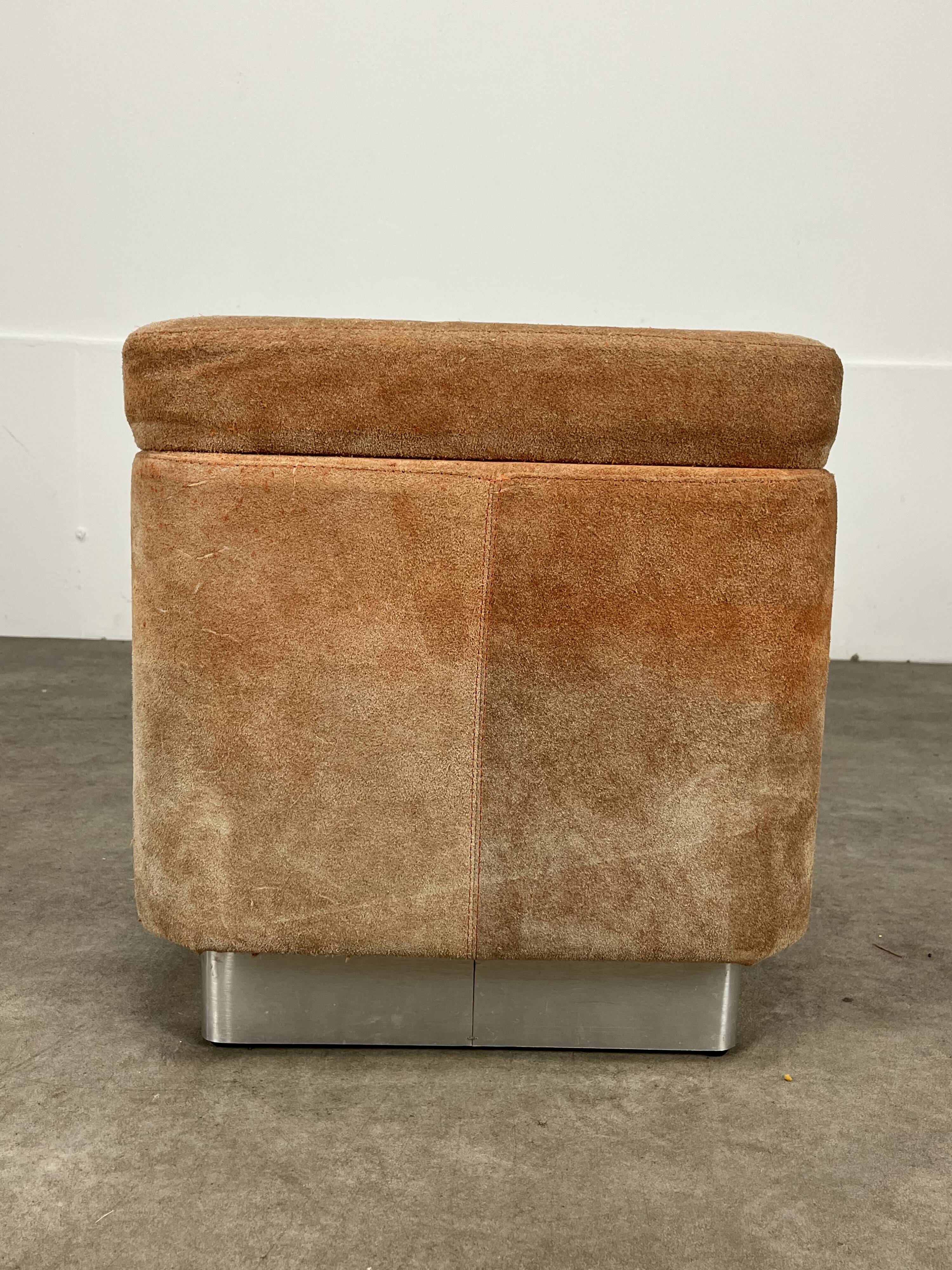 70s suede trunk pouf