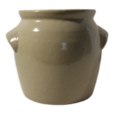 Beige glazed stoneware pot with handle