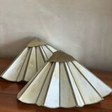 Pair of brass and glass wall lights