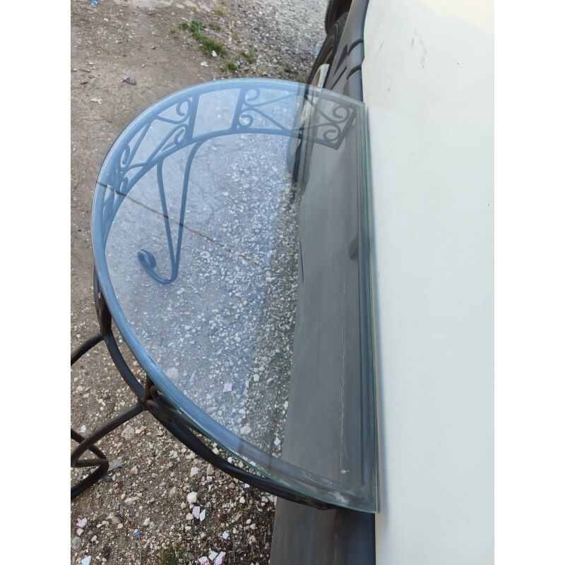 Console fer forgé plateau verre