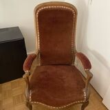 Voltaire armchair in cognac velvet