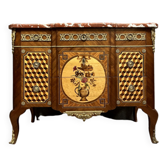 commode sauteuse en marqueterie