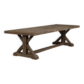 Table de ferme – Modèle Cross – 300 x 100 cm – Chêne ancien massif