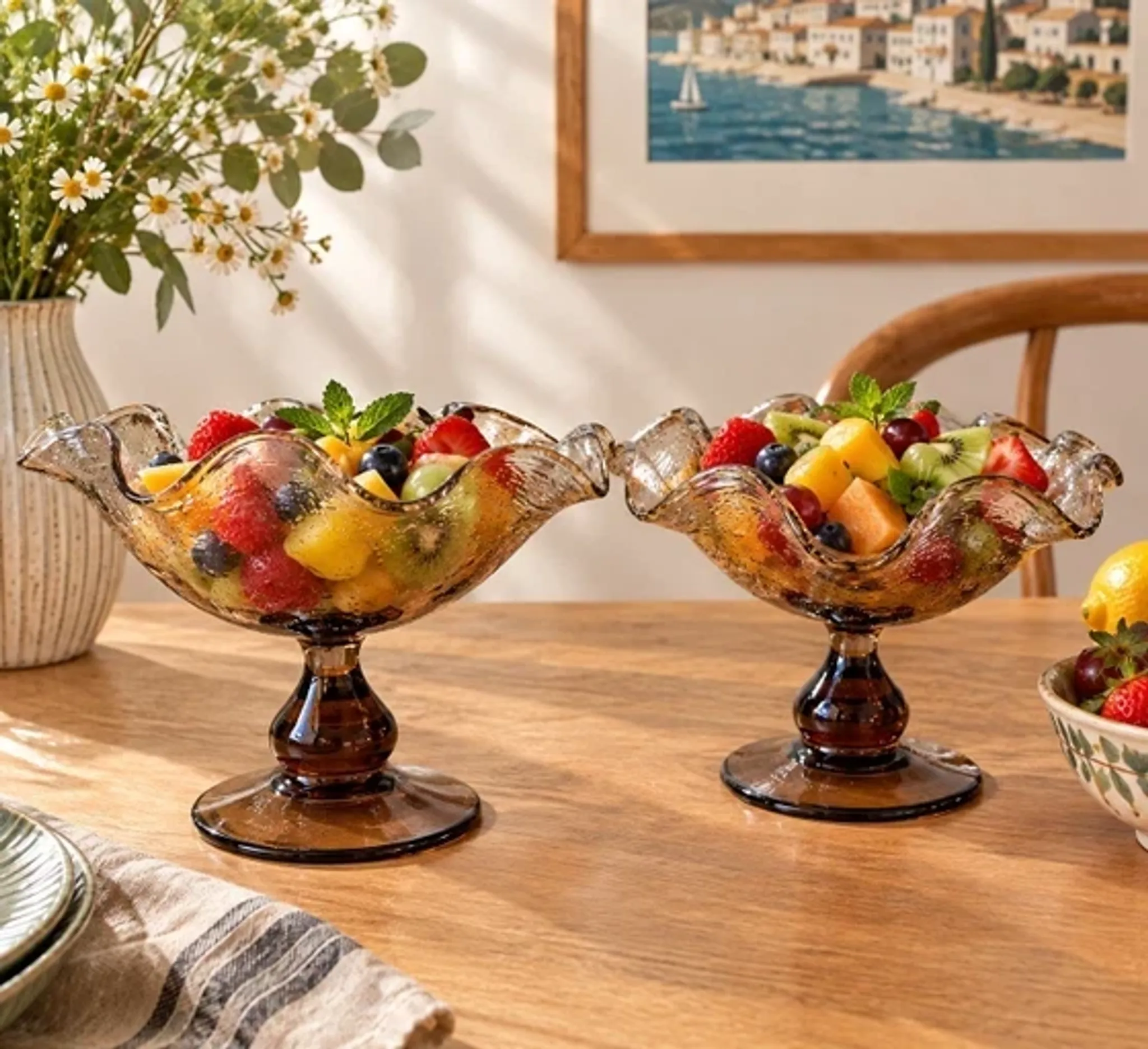 Coupe en Verre Soufflé Bullé Riom 1960
