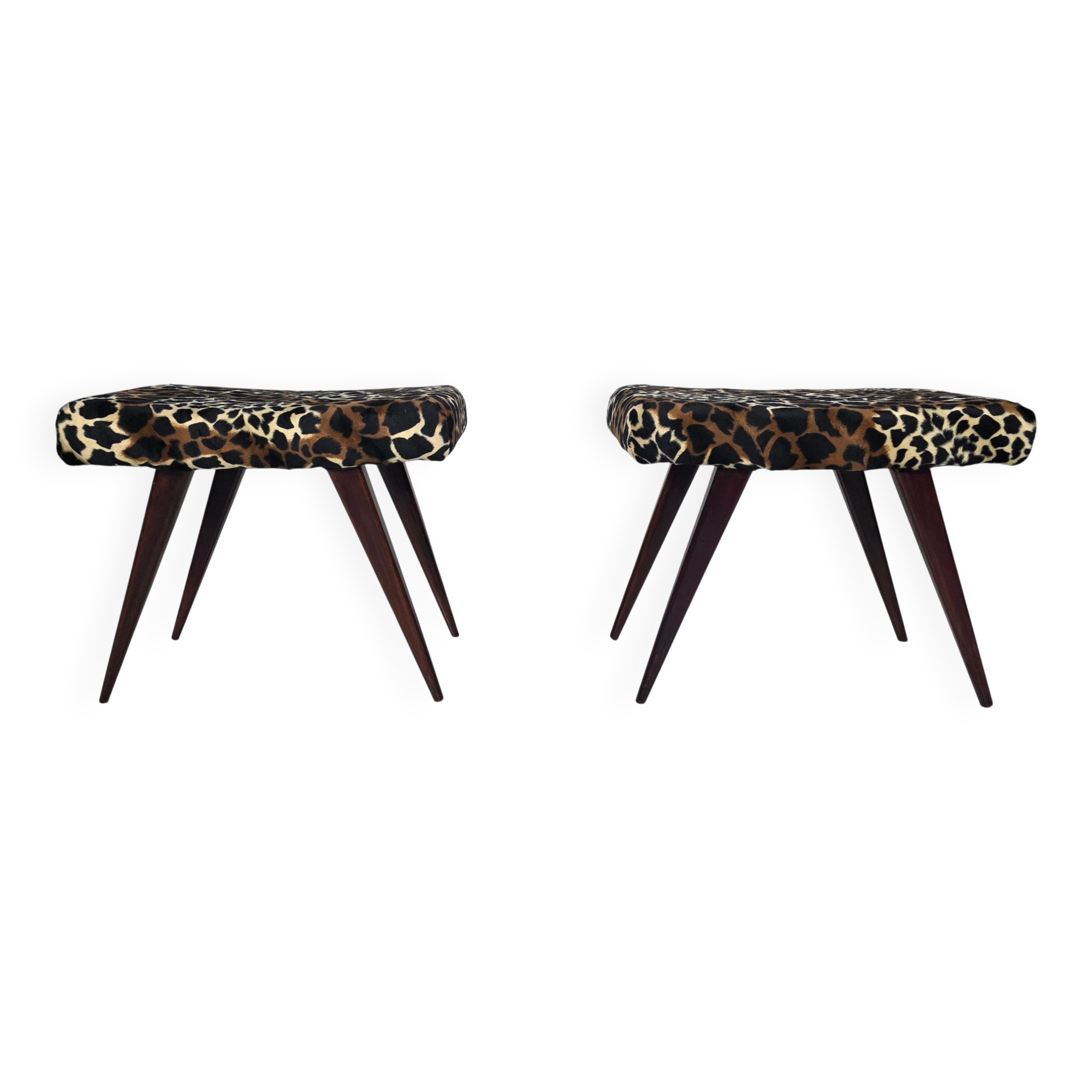 Pair of Italian benches and stools from the mid-century, 1950s.
