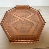 Ancien plat plateau en verre rose style Rosaline A