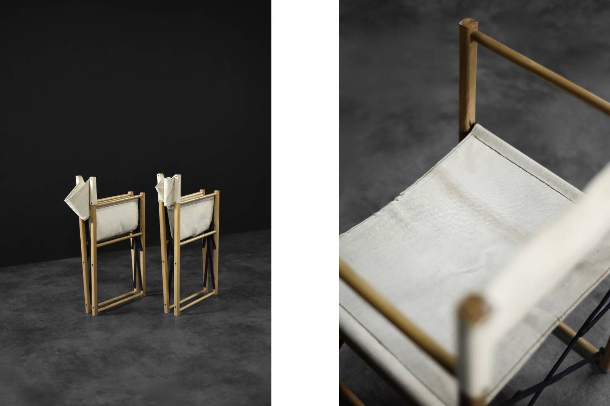 Vintage Mid-Century Scandinavian Modern Beech Safari Director's Chairs