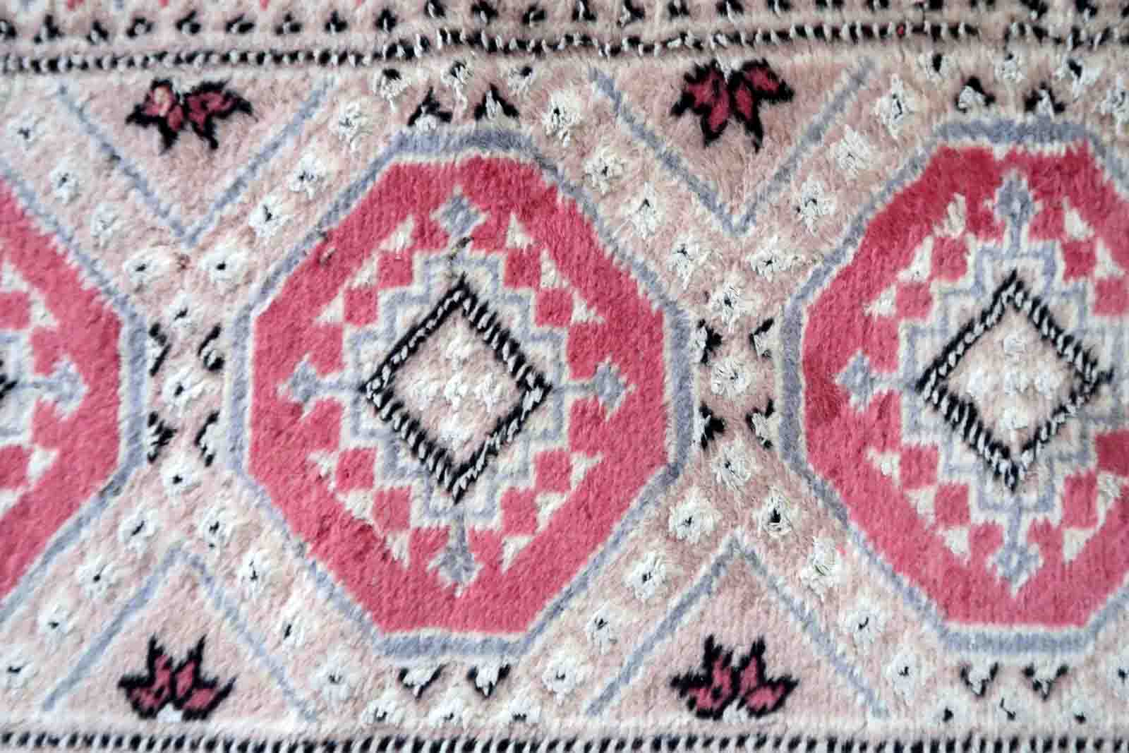 Vintage carpet Uzbek Bukhara handmade 32cm x 97cm 1970s