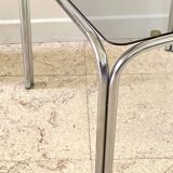 1970s coffee table glass and chrome steel