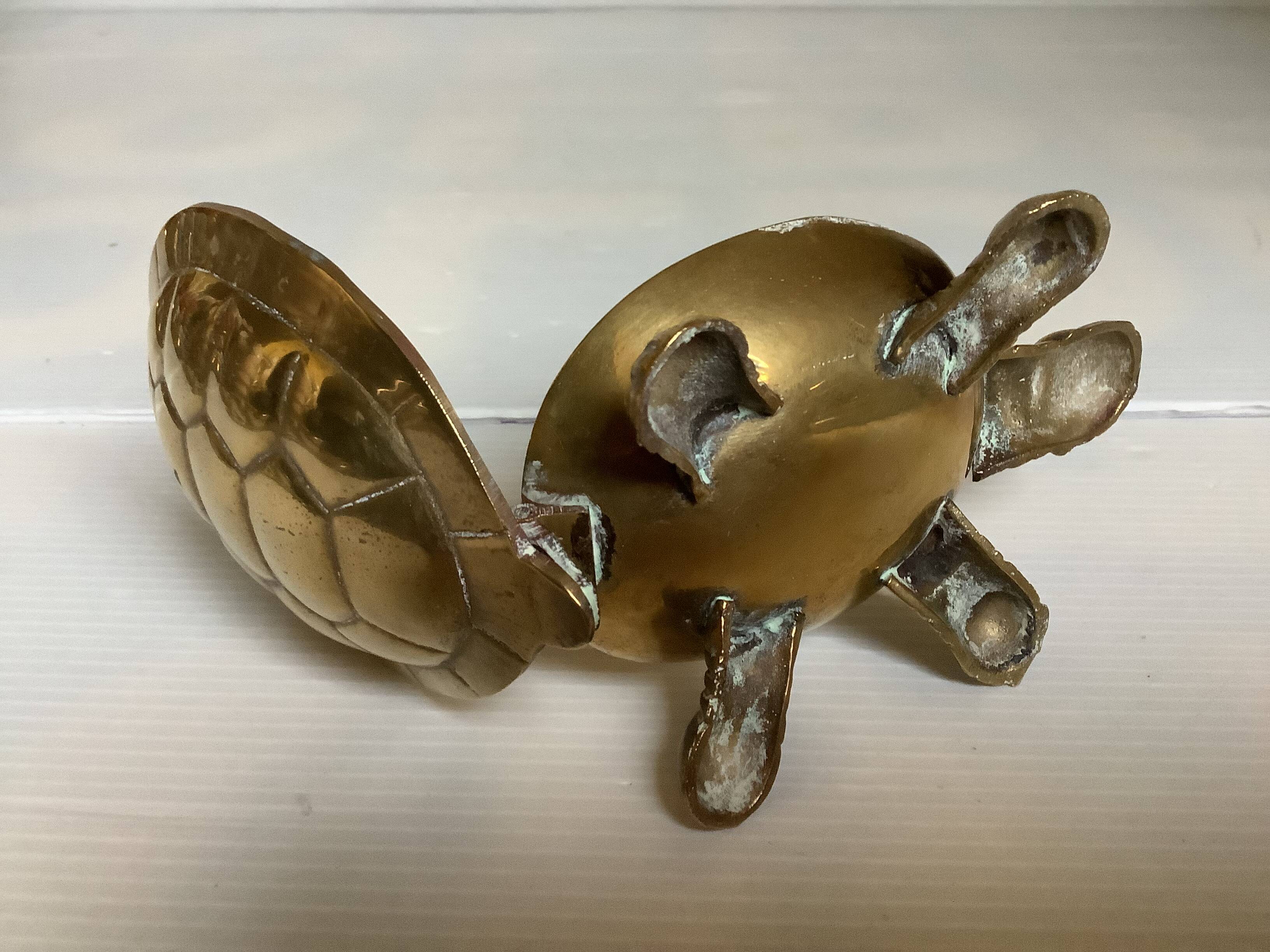 Brass turtle trinket dish