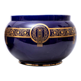 Paire de cache-pots - signée et numérotée sarreguemines - bleu cobalt foncé - xixème