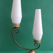 Lampe de table à poser grande double éclairage opaline vintage