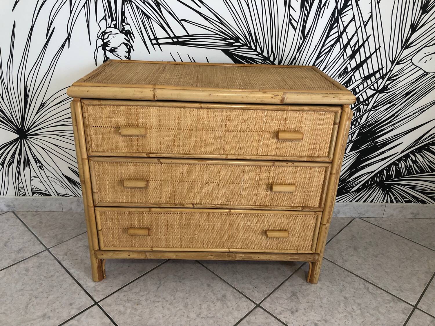 Commode bambou et rotin