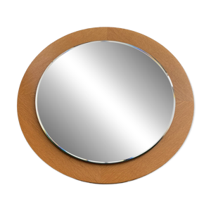 Miroir rond en bois des