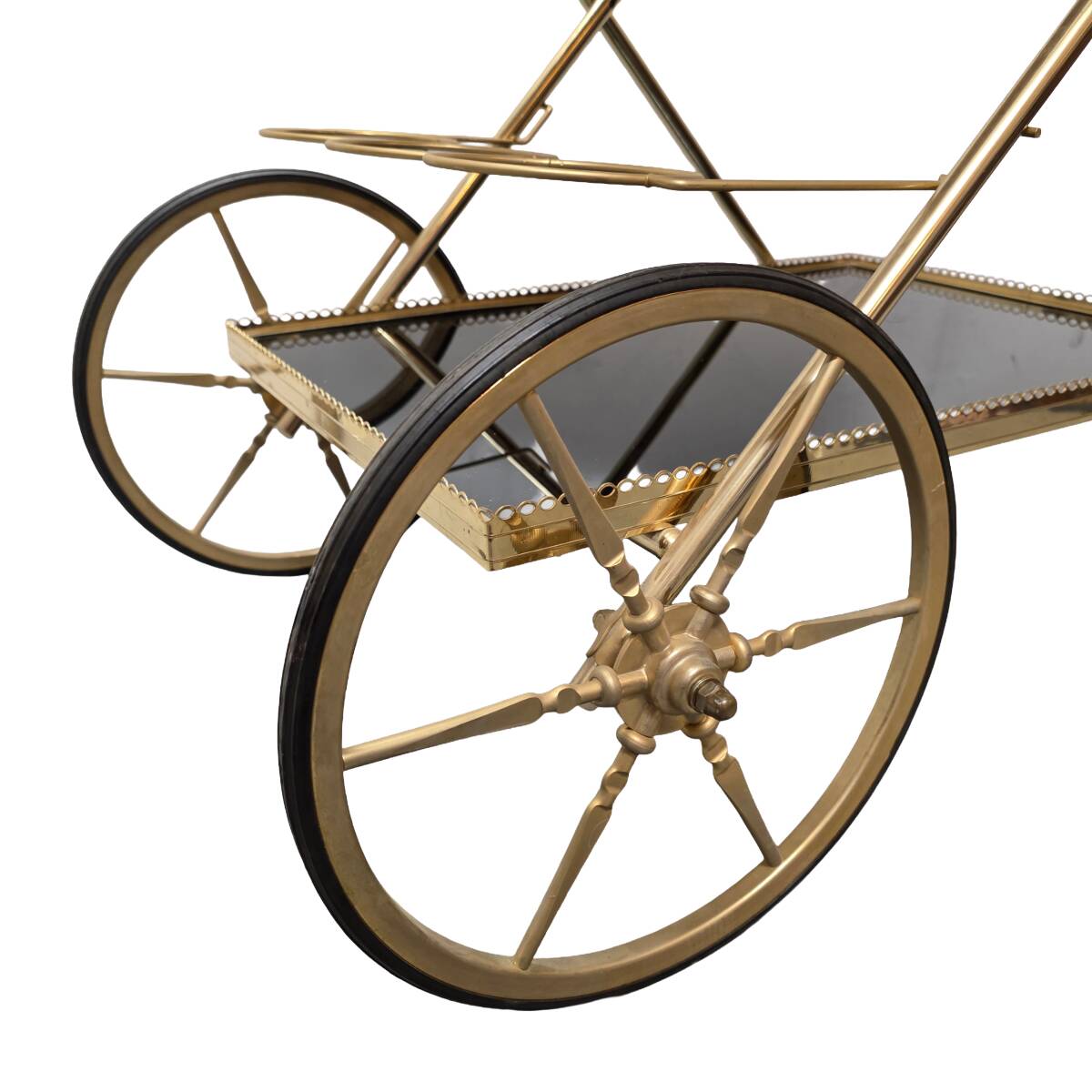 French Hollywood Regency Brass Serving Trolley, dated 1972