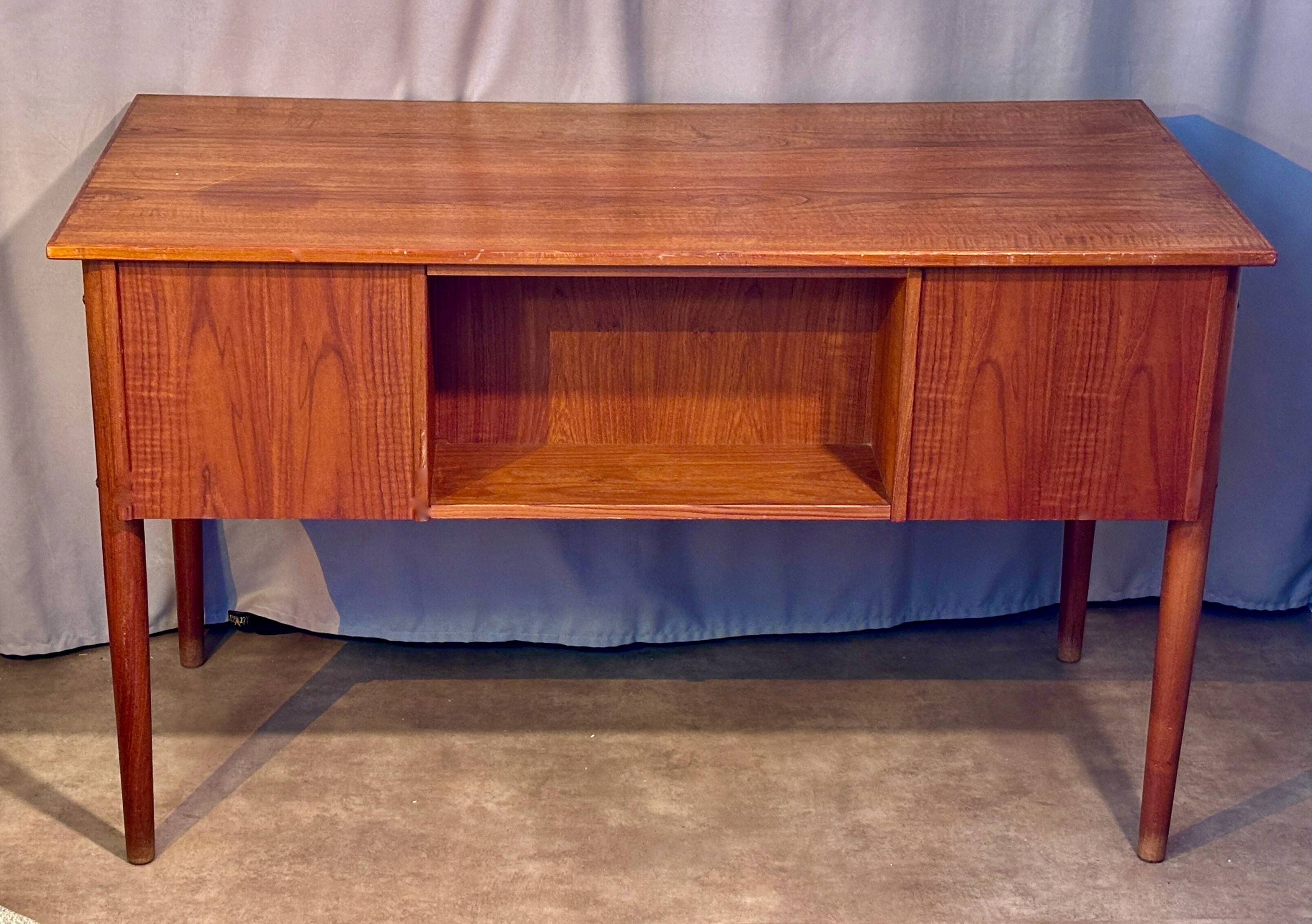 Vintage 1960s double-sided Scandinavian teak desk