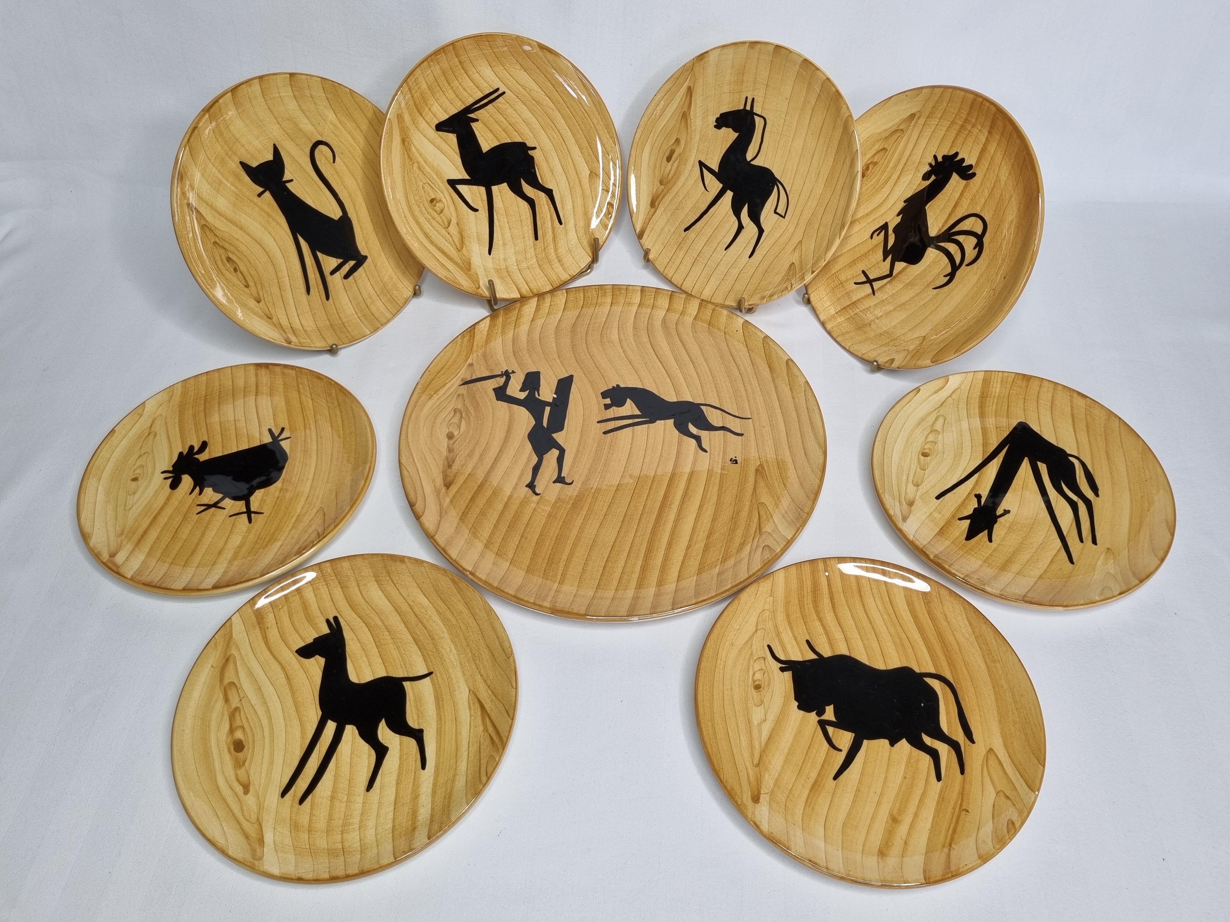 Dessert service Grandjean Jourdan Vallauris, 9 pieces