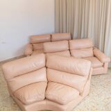 Canapé modulaire en cuir rose vintage Petronio par Tito Agnoli pour Poltrona Frau, design des années 1970.