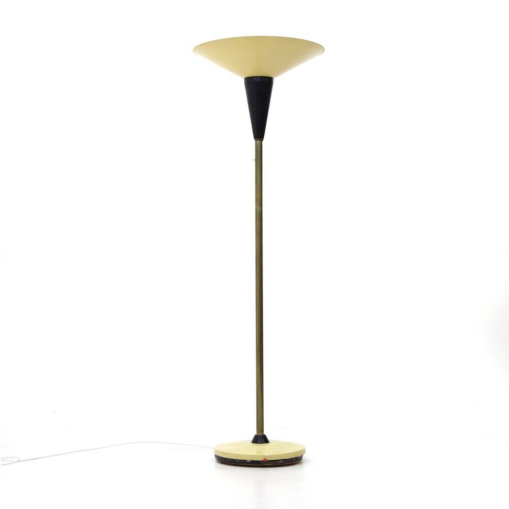 Floor lamp with white metal reflector, 1940s
