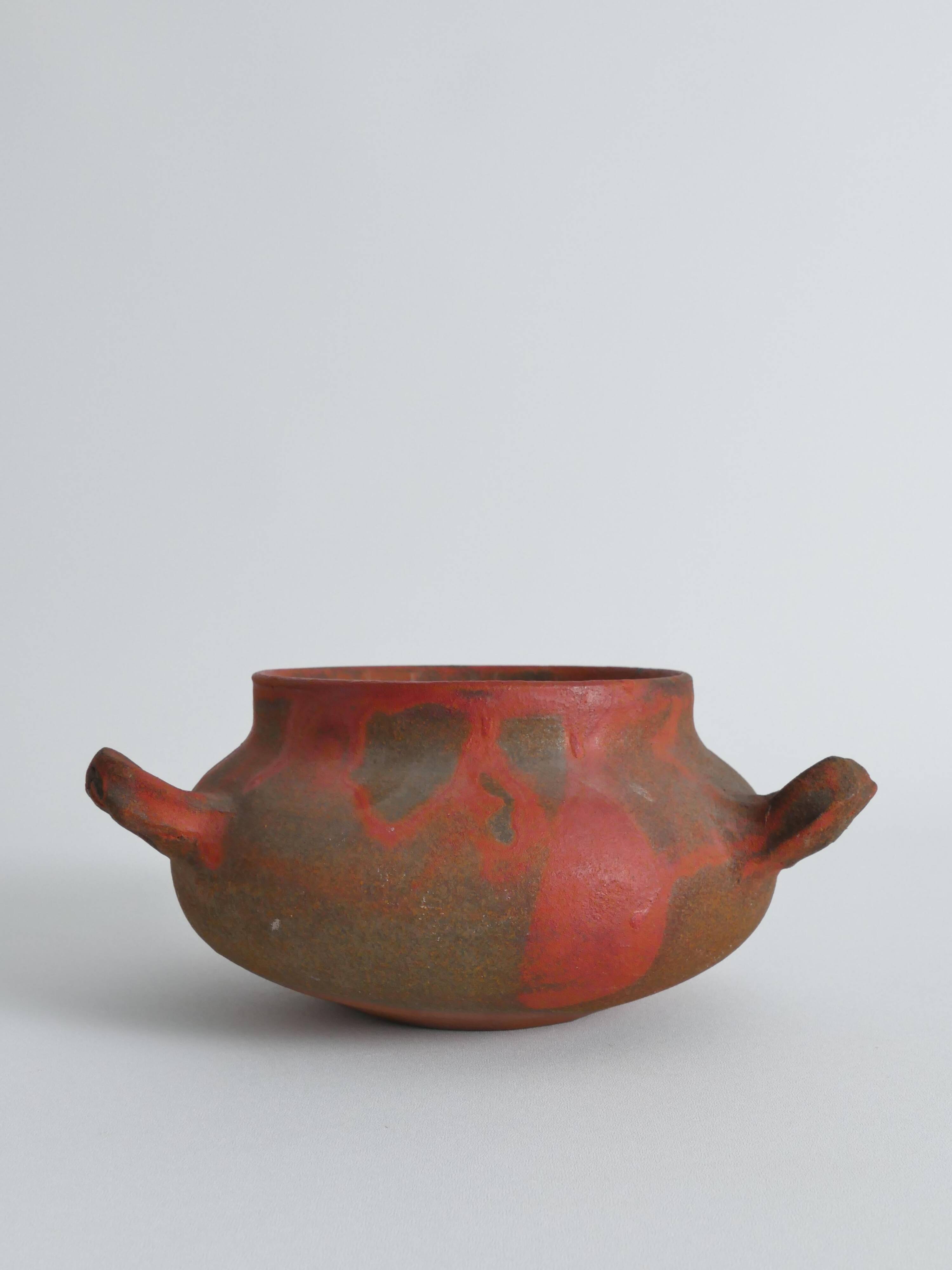 Studio Pottery Three-Handled Earthenware Ceramic Vessel