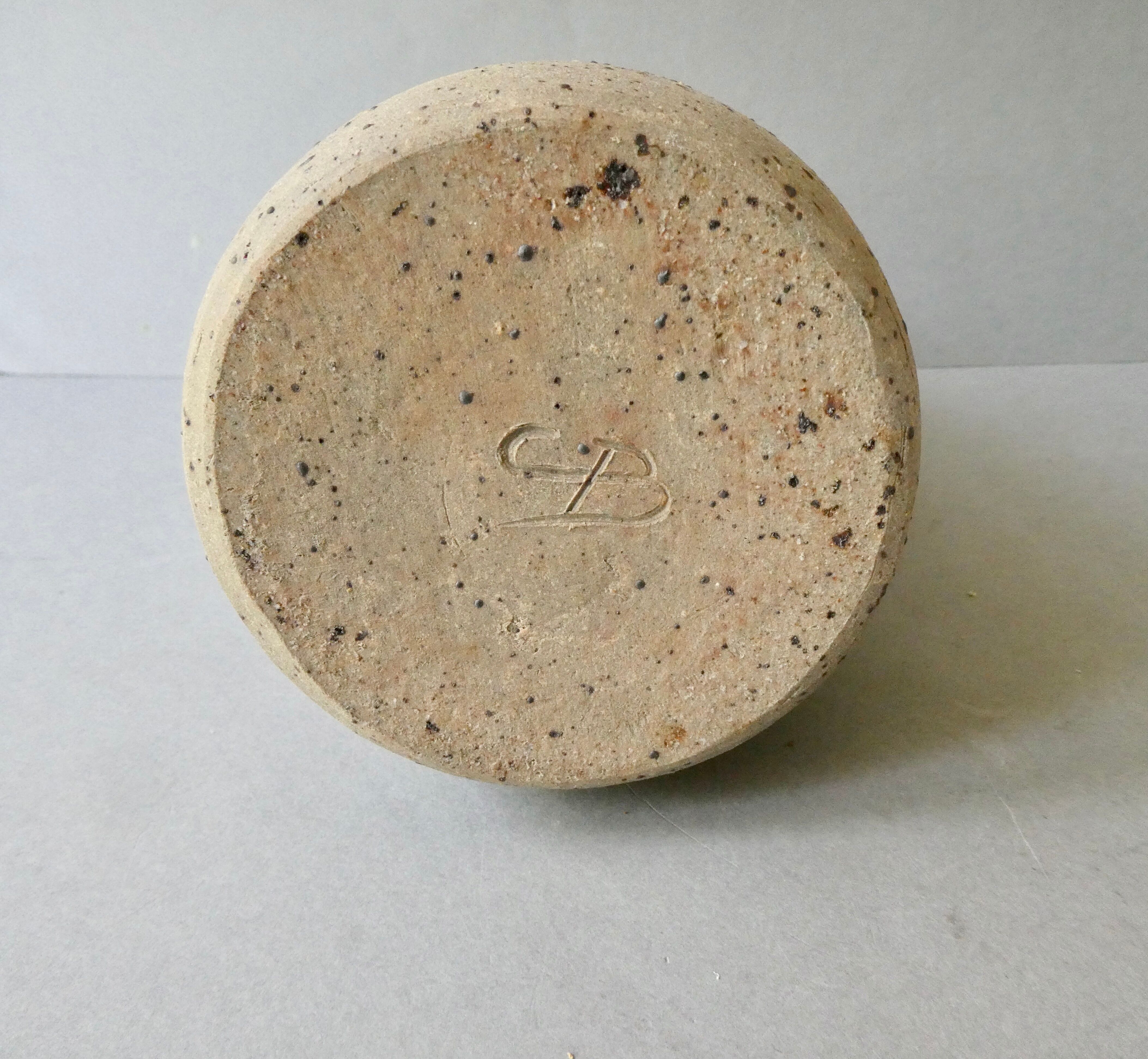 Stoneware bottle vase decorated with herbarium by Carole Boissière