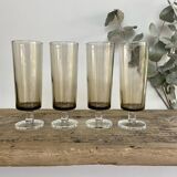 4 LUMINARC smoked glass flutes