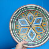 Morocco North Africa enamelled terracotta couscous plate or dish