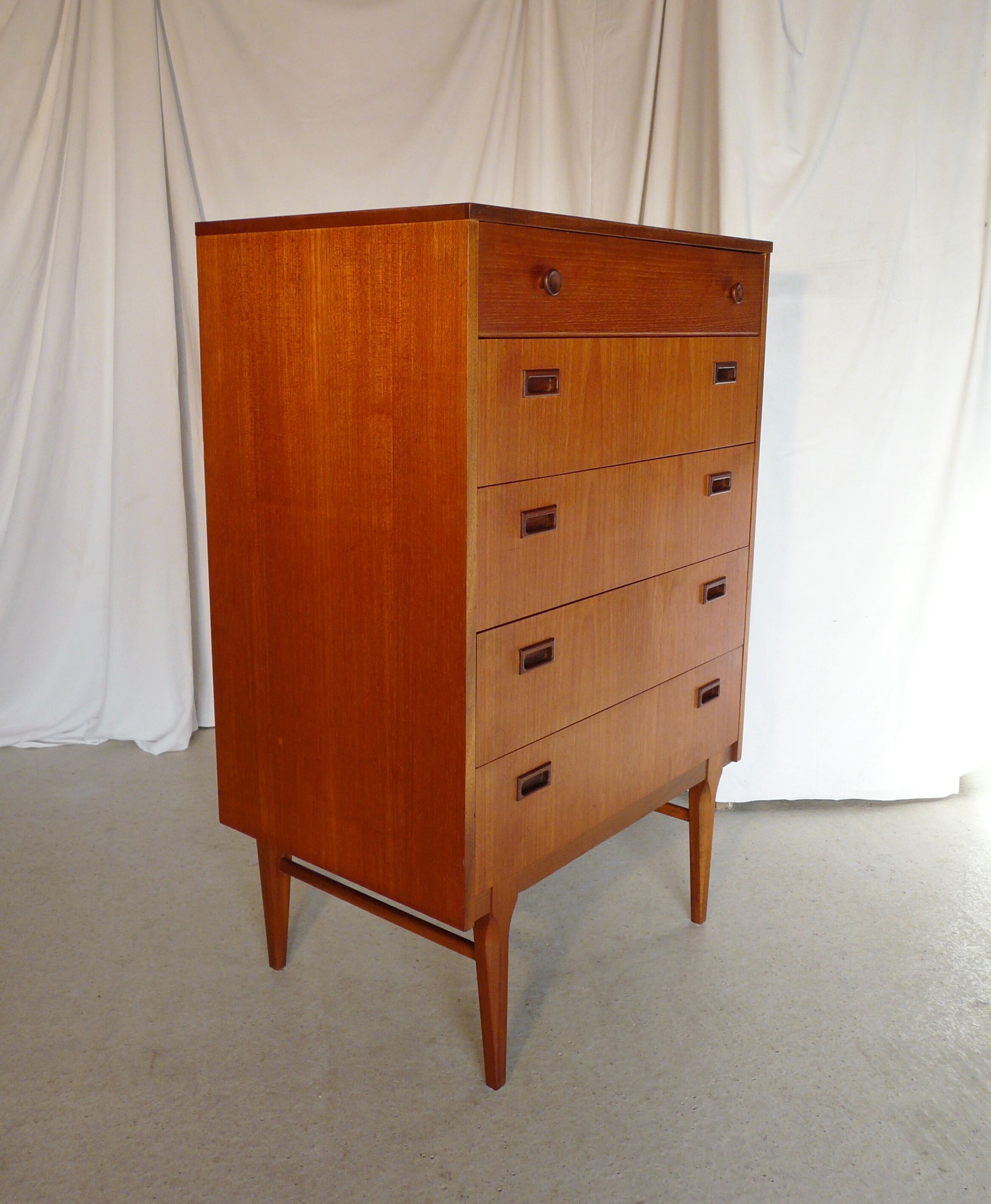 High Scandinavian teak chest of drawers
