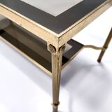 Rectangular Brass Coffee Table with Mirrored Glass Edges, Italy