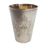 Louis XV-style old silver metal timbale, monogrammed "OA"