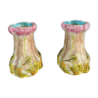 Paire de vases style Art Nouveau en faïence, XXème siècle