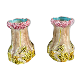 Pair of Art Nouveau Style Earthenware Vases, 20th Century
