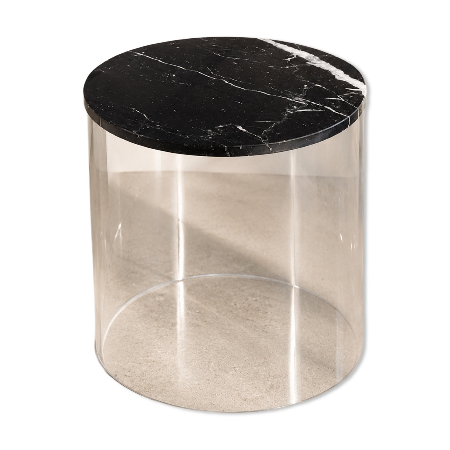 Table d’appoint vintage en plexiglas et marbre noir