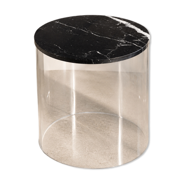 Vintage side table in plexiglass and black marble