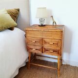 Chest of drawers in rattan marquetry