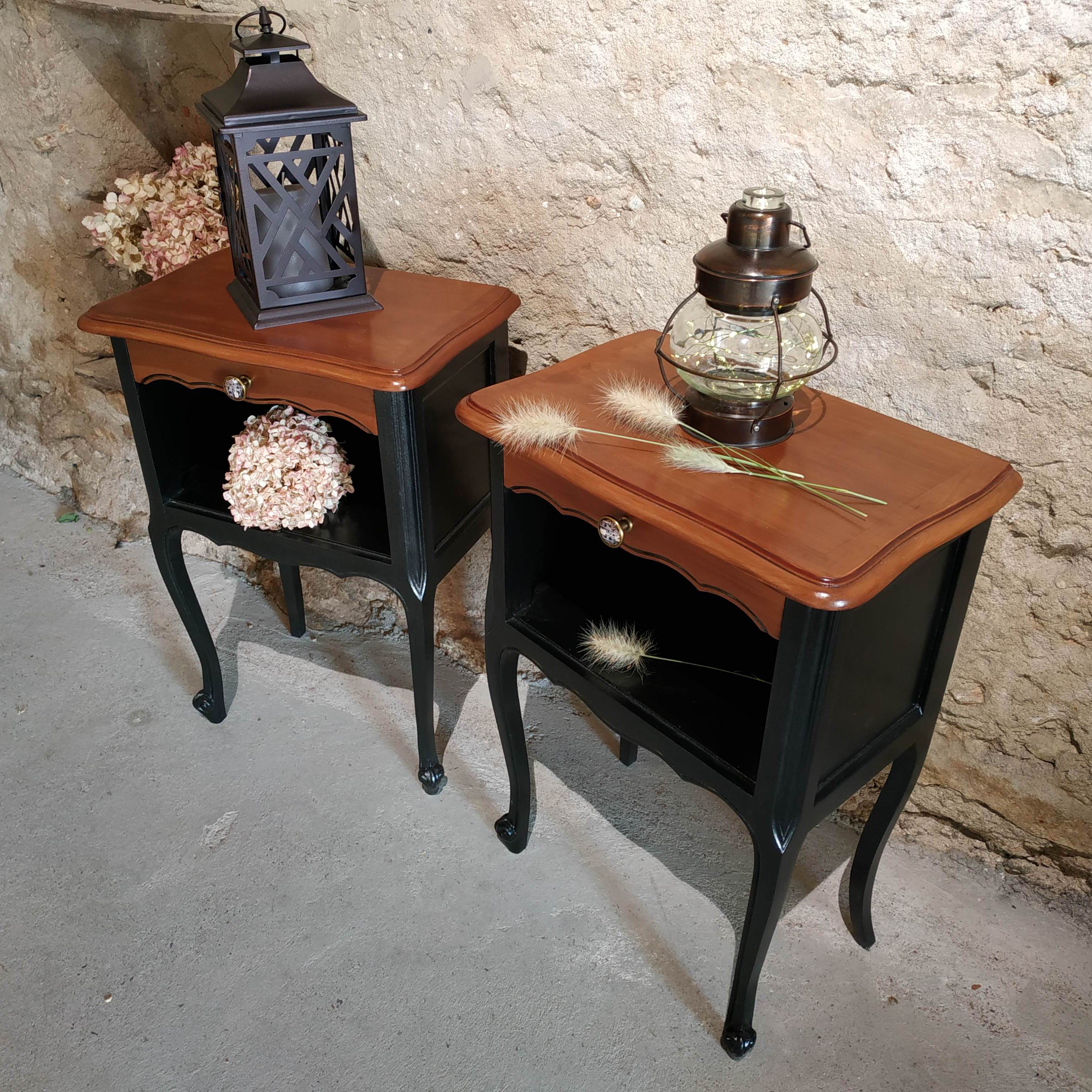 Pair of black bedsides
