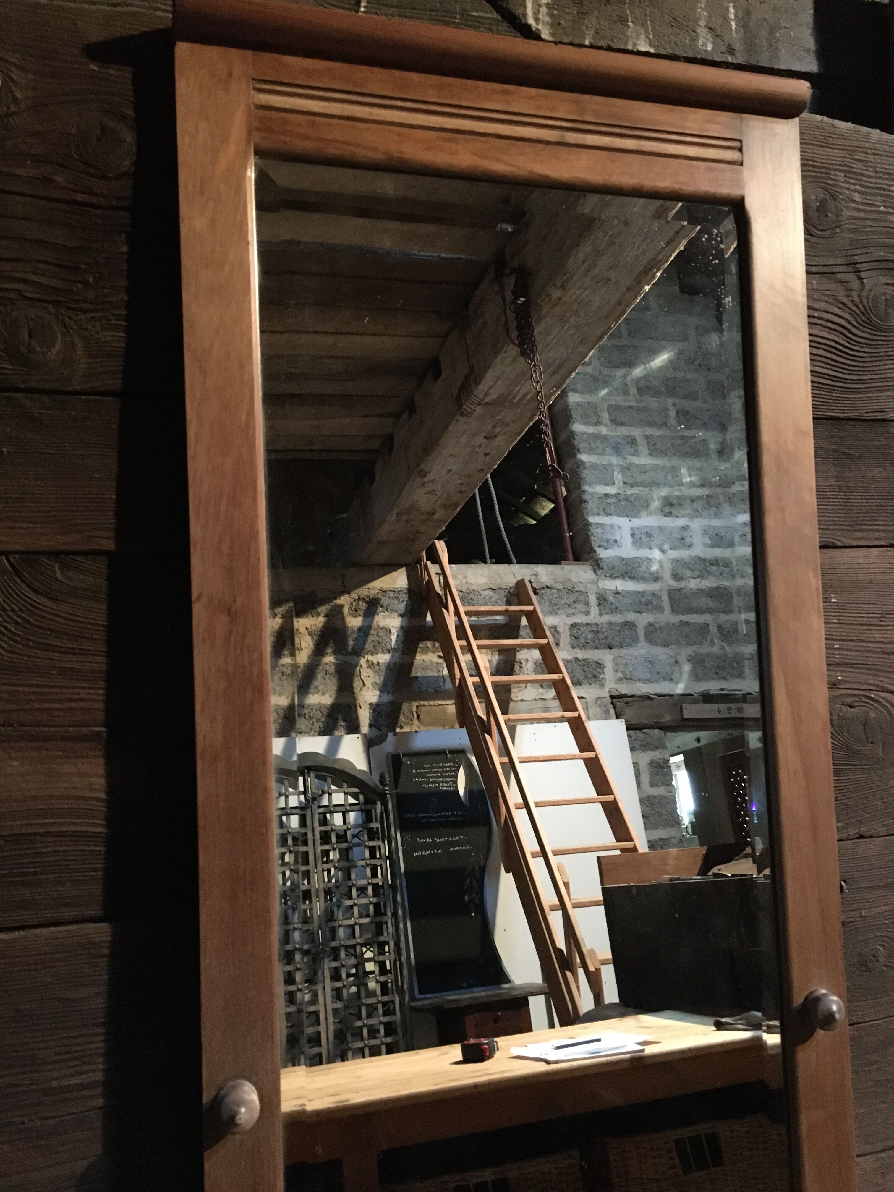 Beveled mirror walnut frame
