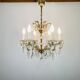 Palme & Walter chandelier, crystal and brass pendants, 1970s