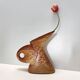 Brown Glazed Ceramic Tulip Vase by Giovanni Bertoncello for Schiavon