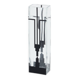 Large Art Deco vase in black frosted glass signed Anatole Riecke 1932