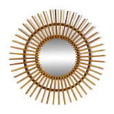 Vintage Rattan Sun Mirror Diameter 69 cm - 27.16". 80s 90s