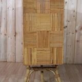 Rattan & ceramic bar attributed to Audoux Minet