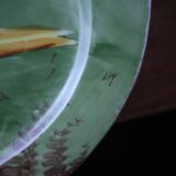 Antique large oval Limoges porcelain dish with painted pheasant decoration.