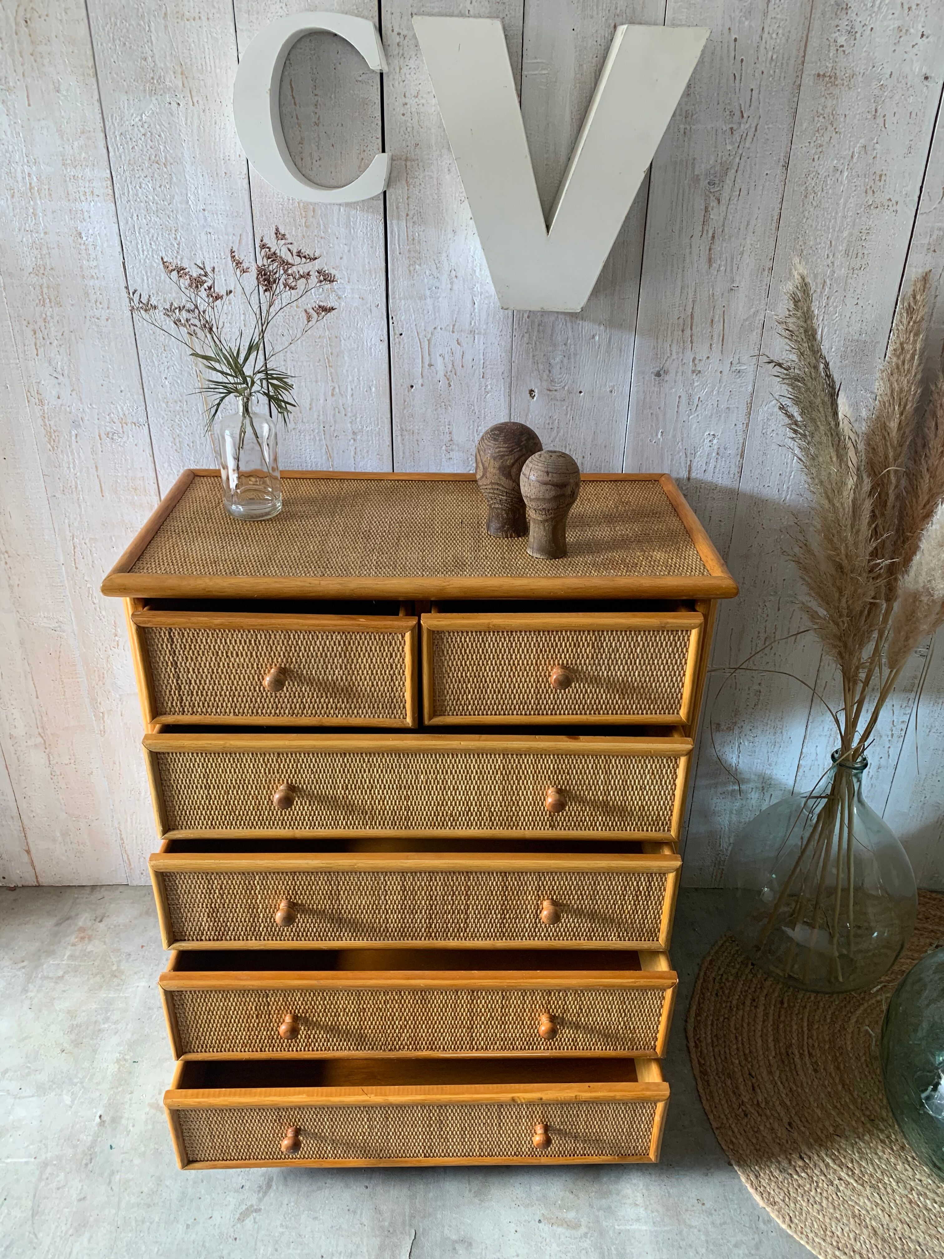 Rattan dresser
