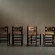 Handcrafted chairs in solid pine and woven straw – France, circa 1950