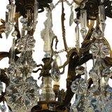 Italian 1940’s Bronze brass and Crystal chandelier