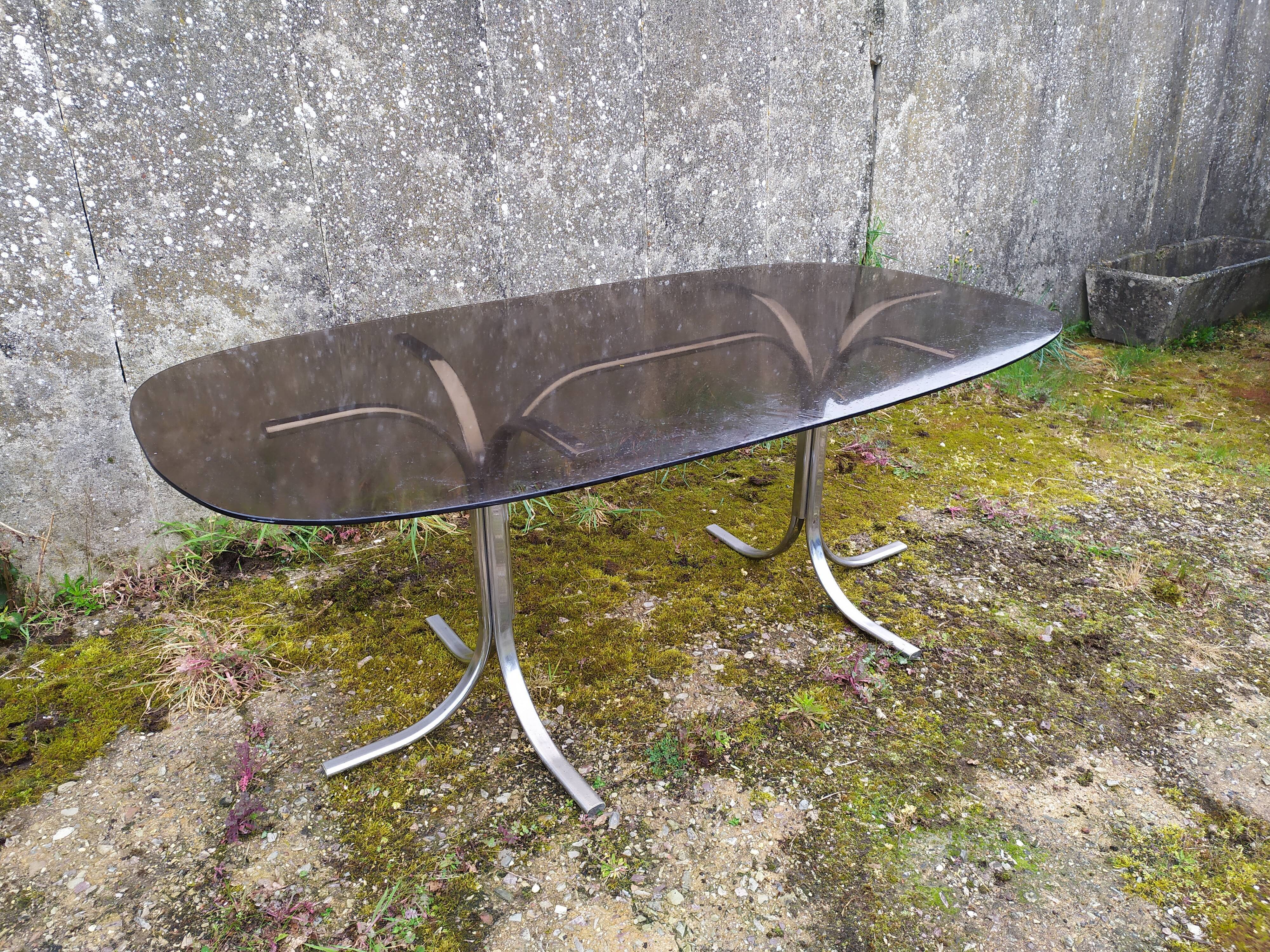 Table en verre années 70