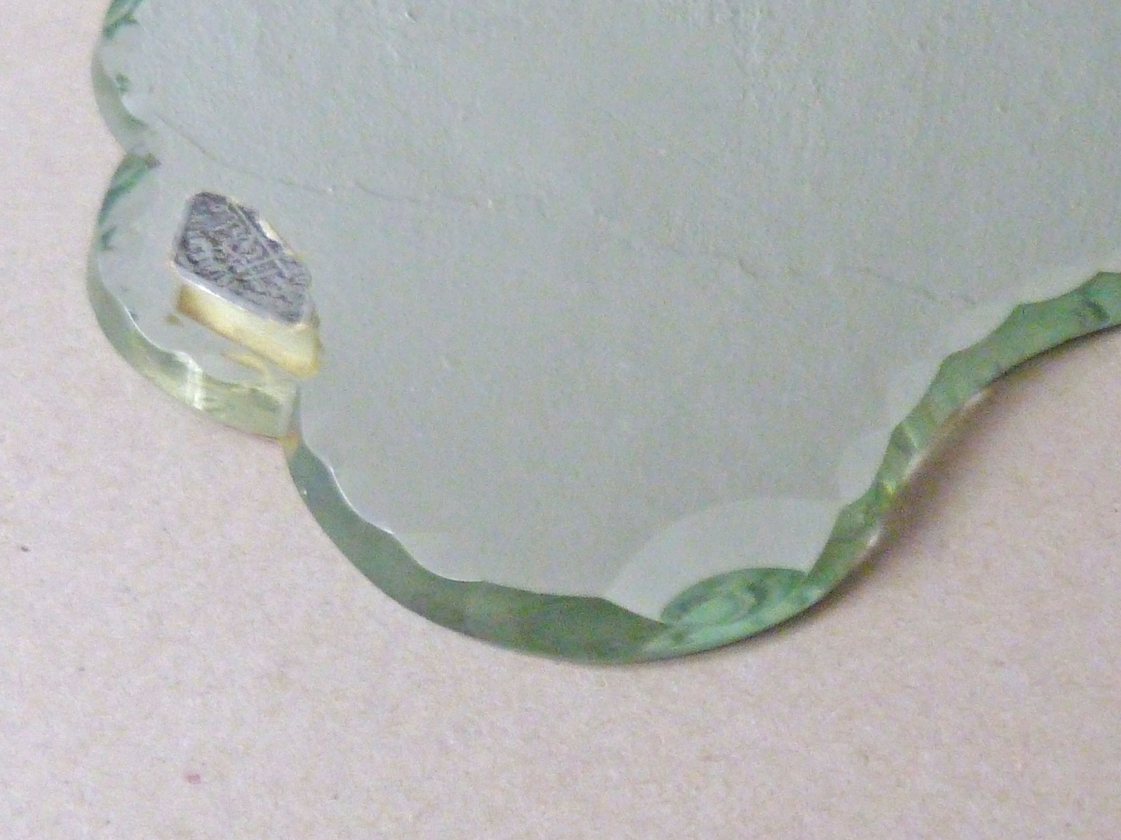Hand glass mirror beveled art deco 13x28cm