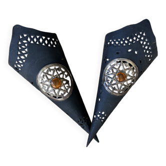 Moroccan sconces in patinated metal